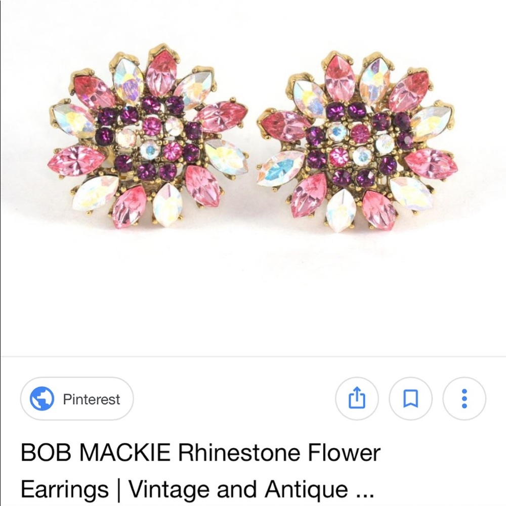 Bob Mackie vintage rhinestone flower earrings - Picture 6 of 6